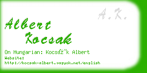 albert kocsak business card